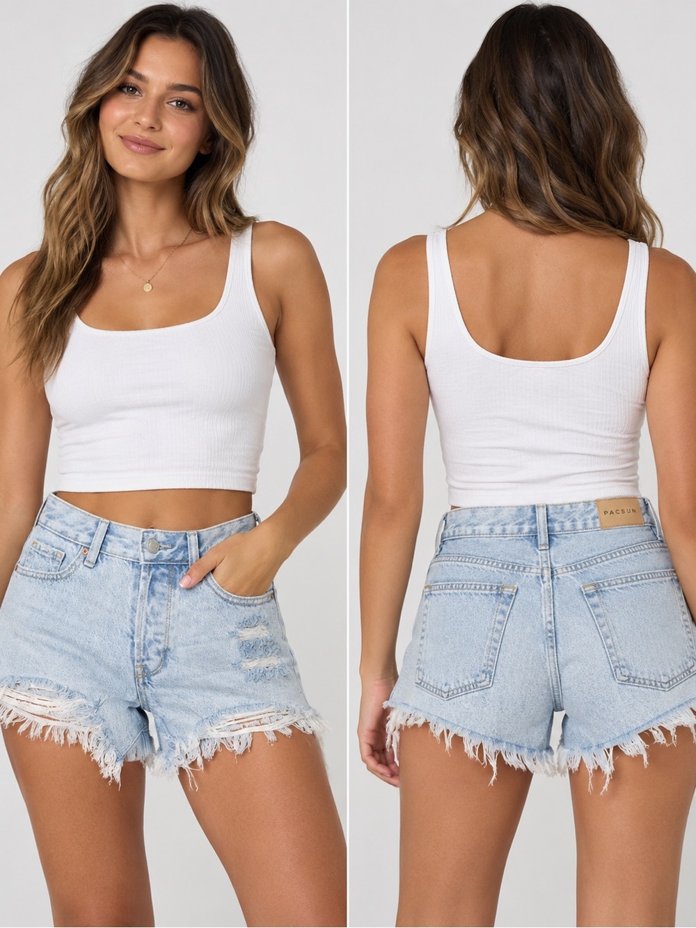 PacSun High Rise Festival Hayden Distressed Denim Shorts Size 23 NWT